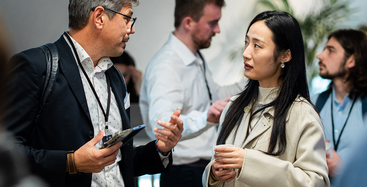 Startup founder networking with potential partners